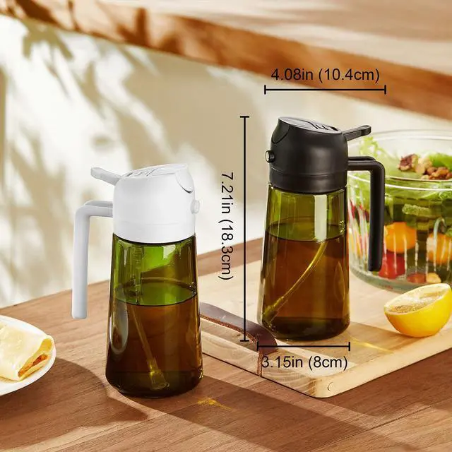 Alt view image 6 of 6 - - Original 16oz/470ml Olive Oil Dispenser Bottle for Kitchen Gadgets and Air Fryer Accessories - Olive Oil Sprayer for Cooking w/Stickers - Black&Ash