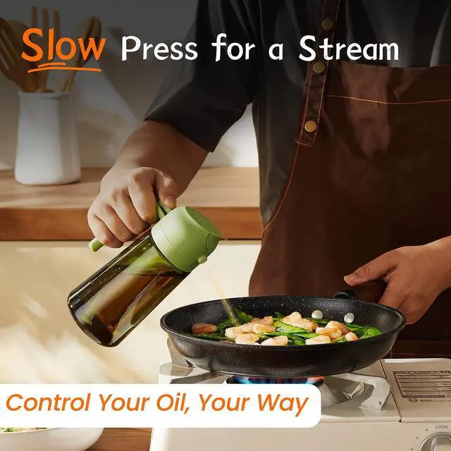 Alt view image 4 of 6 - - Original 16oz/470ml Olive Oil Dispenser Bottle for Kitchen Gadgets and Air Fryer Accessories - Olive Oil Sprayer for Cooking w/Stickers - Green