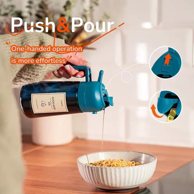 Alt view image 5 of 6 - 16oz/470ml Blue Glass Olive Oil Sprayer for Cooking - 2 in 1 Olive Oil Dispenser for Kitchen Gadgets, Air Fryer, Salad, and BBQ - Navy
