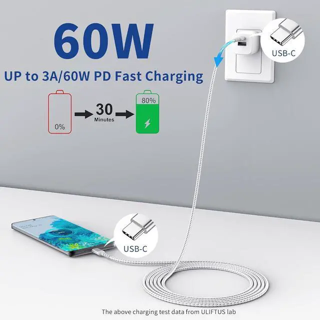 Alt view image 5 of 5 - 3ft USB-C to USB-C Cable for iPhone 16/15 Pro/Max, Braided USB Type C to Type C Fast Charging Cable Compatible with Samsung Galaxy Google Pixel, USBC to USBC Cable 1m