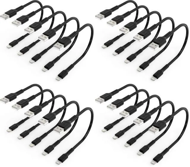 Main image of 6 inch iPhone Charge Cable Short, 0.5ft 5Pack USB to Lightning Cord for Fast Charging Stations Compatible with Apple iPhone 12 11 Pro Max Xs 8 7 6 5 Plus, iPad Air/Mini (Pack of 4)