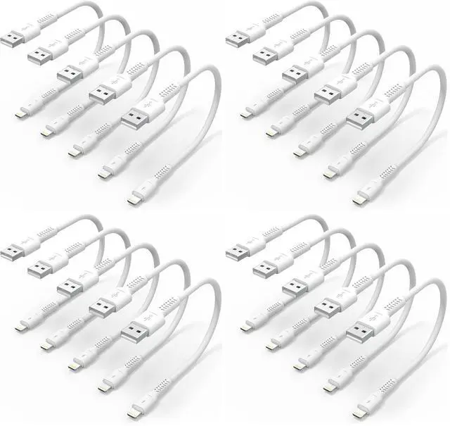Main image of 6 inch iPhone Charge Cable Short, 0.5ft 5Pack USB to Lightning Cord for Fast Charging Stations Compatible with Apple iPhone 12 11 Pro Max Xs 8 7 6 5 Plus, iPad Air/Mini (Pack of 4)