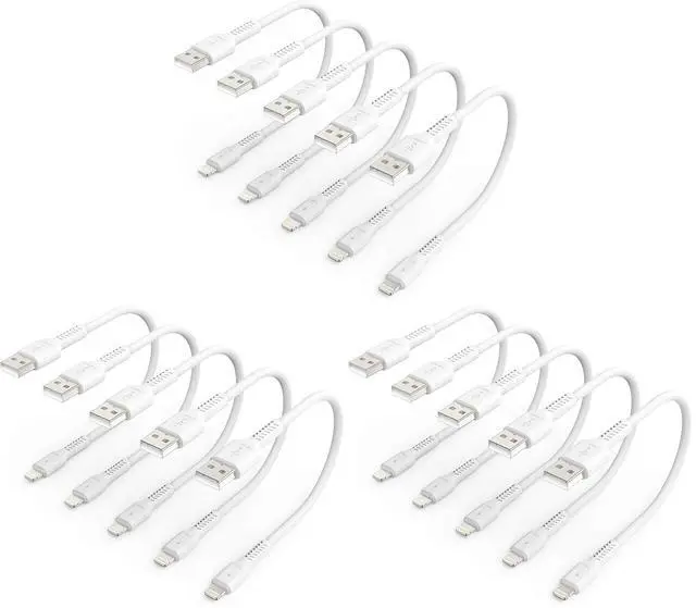 Main image of 1ft iPhone Charge Cable Short, 5Pack USB to Lightning Cord for Fast Charging Stations 1 Foot Compatible with Apple iPhone 12 11 Pro Max Xs 8 7 6 5 Plus, iPad Air/Mini (Pack of 3)