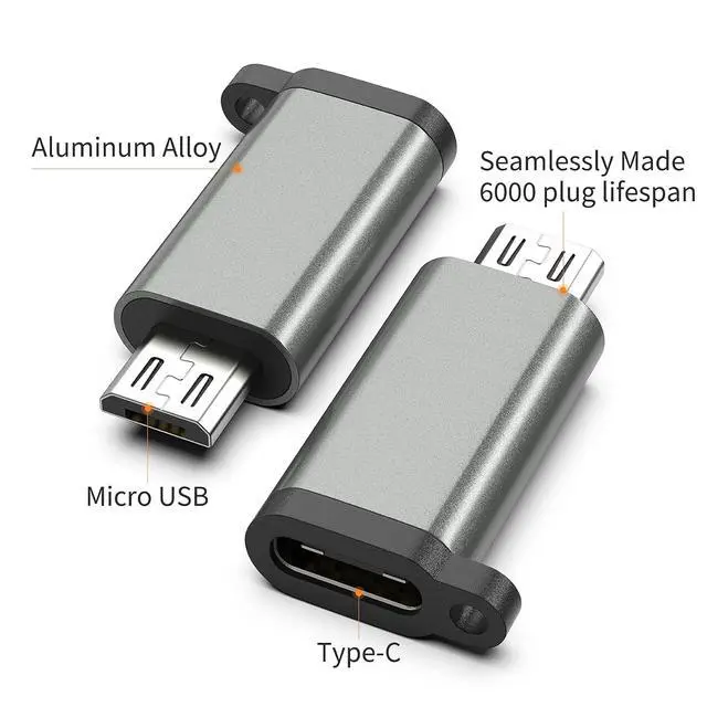 Alt view image 2 of 7 - USB-C to Micro USB Adapter, 3-Pack USB Type C Female to Micro USB Male Converter USB C to Micro B 2.0 Charge & Data Sync Compatible with Samsung Galaxy S7 S6 J7 Note 5 Kindle Ps4 and More -Grey