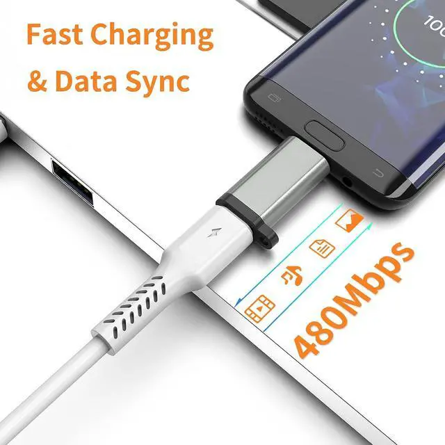 Alt view image 4 of 7 - USB-C to Micro USB Adapter, 3-Pack USB Type C Female to Micro USB Male Converter USB C to Micro B 2.0 Charge & Data Sync Compatible with Samsung Galaxy S7 S6 J7 Note 5 Kindle Ps4 and More -Grey