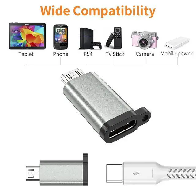 Alt view image 6 of 7 - USB-C to Micro USB Adapter, 3-Pack USB Type C Female to Micro USB Male Converter USB C to Micro B 2.0 Charge & Data Sync Compatible with Samsung Galaxy S7 S6 J7 Note 5 Kindle Ps4 and More -Grey