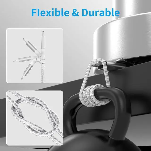 Alt view image 3 of 6 - 1.5FT USB C Cable for iPhone 15 Pro/Max, 3-Pack Braided USB A to USB C Cable Fast Charging Type C Cord for Samsung Galaxy S23 Google Pixel, Short USB C Charger Cable 0.5m -Silver