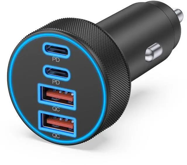 Main image of USB C Car Charger, 4-Port 90W Super Fast Charging Cigarette Lighter Adapter