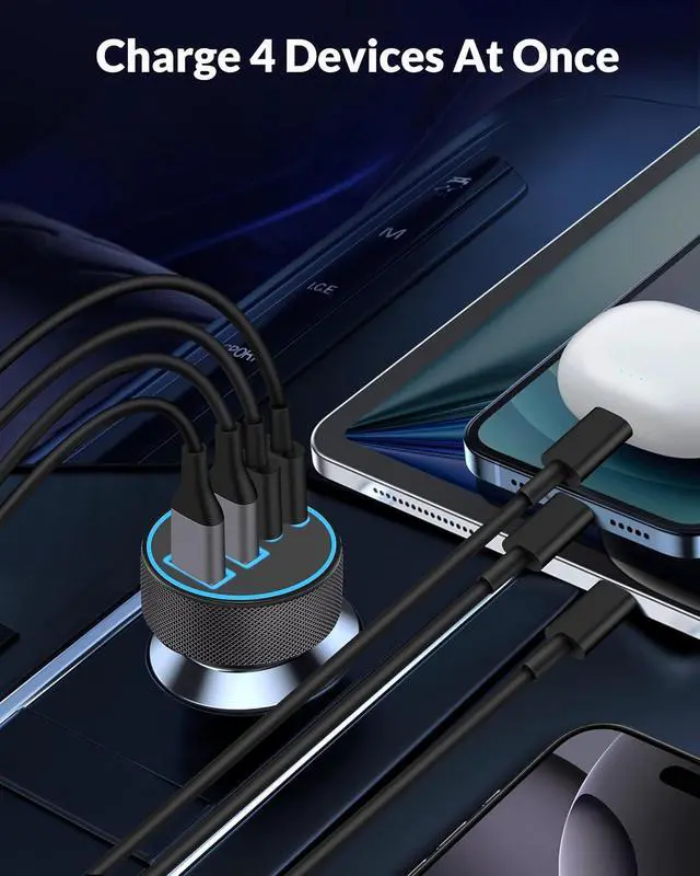 Alt view image 3 of 7 - iPhone 17 16 15 Car Charger Fast Charging, 90W 4Port USB C Fast Car Charger