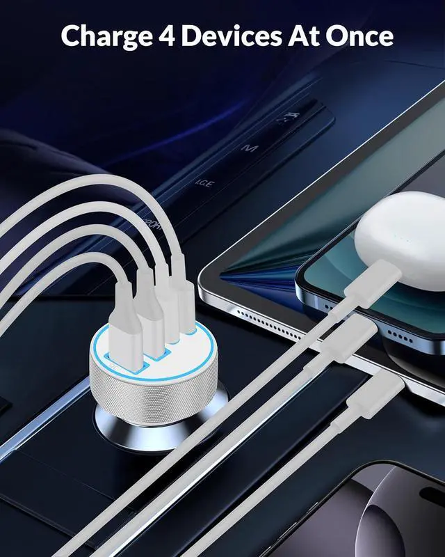 Alt view image 3 of 7 - iPhone 17 16 15 Car Charger Fast Charging, 90W 4Port USB C Fast Car Charger