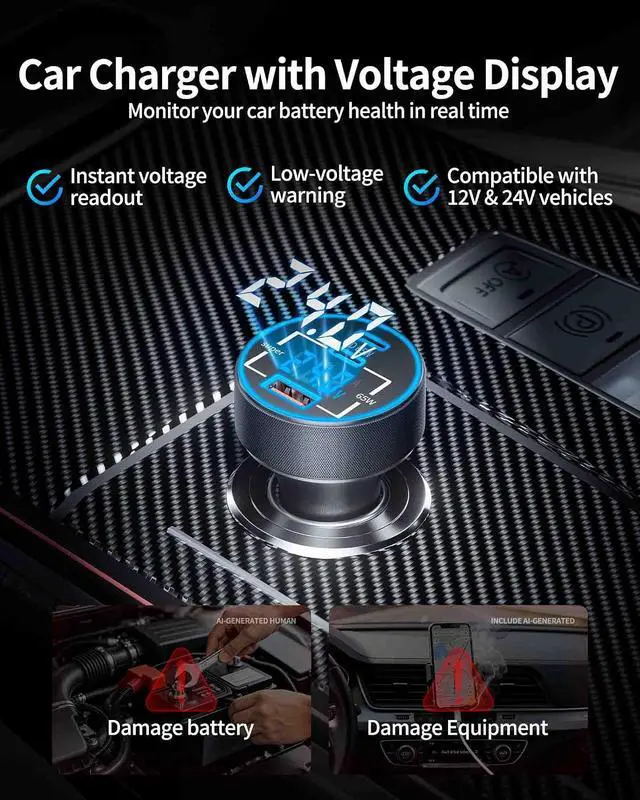 Alt view image 3 of 7 - Car Charger USB C, 130W 3-Port Fast Cigarette Lighter USB Charger Adapter