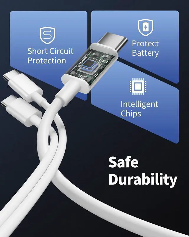 Alt view image 4 of 7 - USB C to USB C Cable, 2Pack 60W Fast Charging for iPhone 17 16 Charger Cord