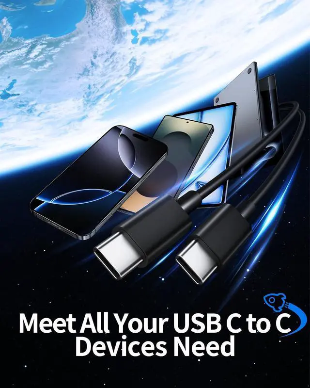 Alt view image 7 of 7 - USB C to USB C Cable, 2Pack 60W Fast Charging for iPhone 17 16 Charger Cord