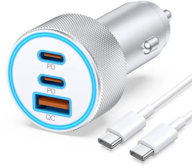 Main image of 67W for iPhone 17 Air 17 Pro Max Car Charger Fast Charging, 67W 3-Port USB C Car Charger Adapter Cigarette Lighter with 3FT USB-C Cable for iPhone 17/17 Pro/Air/16/15/16 Pro Max/Plus, iPad Pro/Air