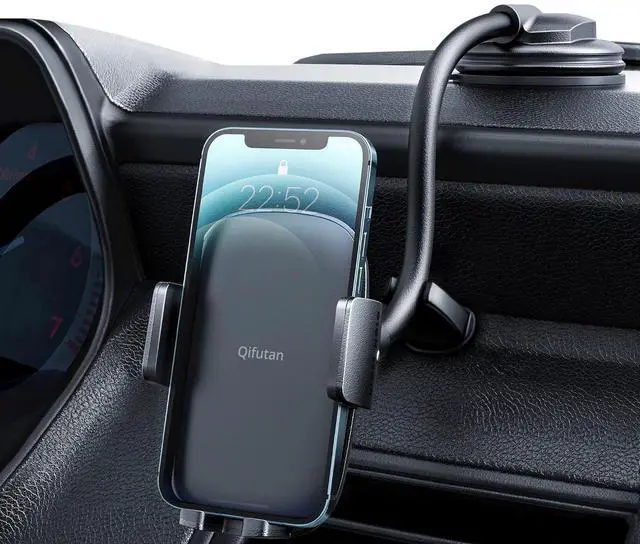 Main image of Cell Phone Holder for Car Phone Mount Long Arm Dashboard Windshield Car Phone Holder Anti-Shake Stabilizer Phone Car Holder Compatible with All Phone Android Smartphone, Black