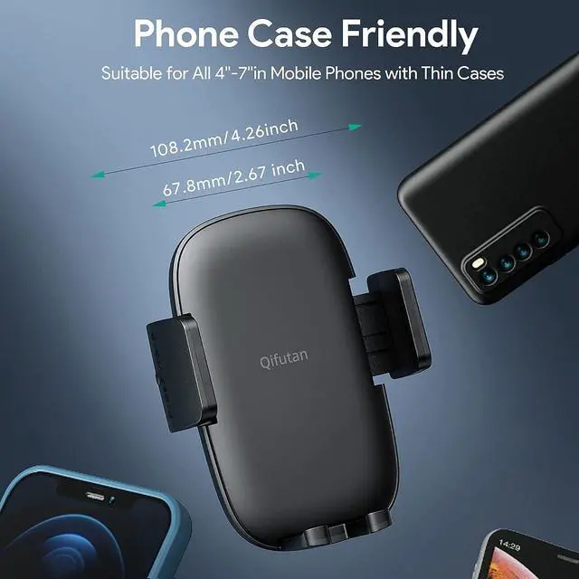 Alt view image 6 of 7 - Cell Phone Holder for Car Phone Mount Long Arm Dashboard Windshield Car Phone Holder Anti-Shake Stabilizer Phone Car Holder Compatible with All Phone Android Smartphone, Black