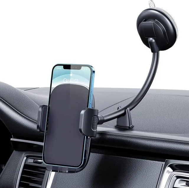 Main image of Cell Phone Holder Long Arm Dashboard Windshield Car Phone Holder Anti-Shake Stabilizer Phone Car Holder Compatible with Phone Smartphone Grey
