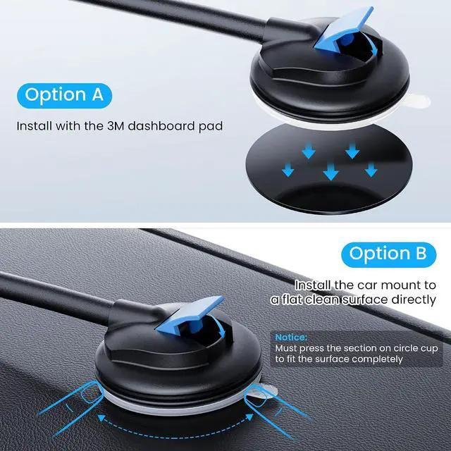 Alt view image 7 of 7 - Cell Phone Holder Long Arm Dashboard Windshield Car Phone Holder Anti-Shake Stabilizer Phone Car Holder Compatible with Phone Smartphone Grey