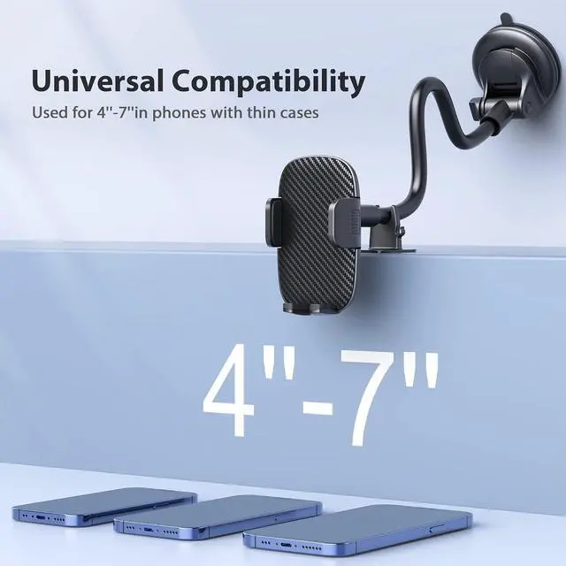 Alt view image 7 of 7 - Phone Holder - 14-Inch Long Arm Windshield Car Cell Phone Holder Anti-Shake Stabilizer Automobile Mount for iPhone Android Smartphones