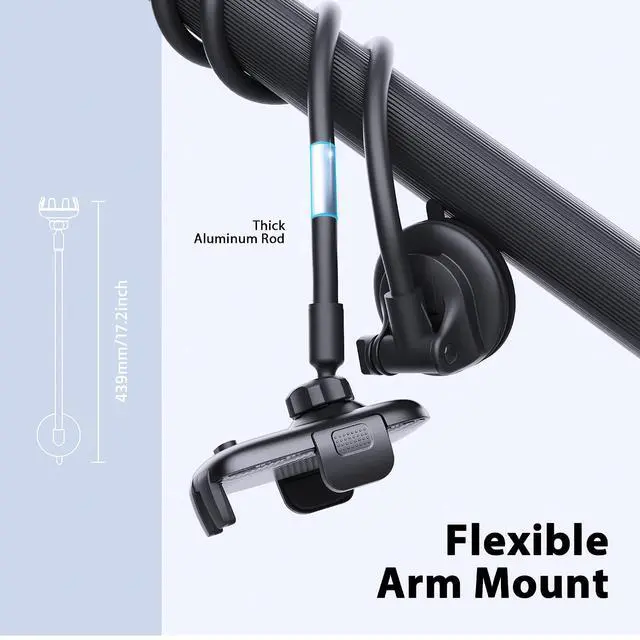 Alt view image 2 of 7 - Phone Holder - 14-Inch Long Arm Windshield Car Cell Phone Holder Anti-Shake Stabilizer Automobile Mount for iPhone Android Smartphones