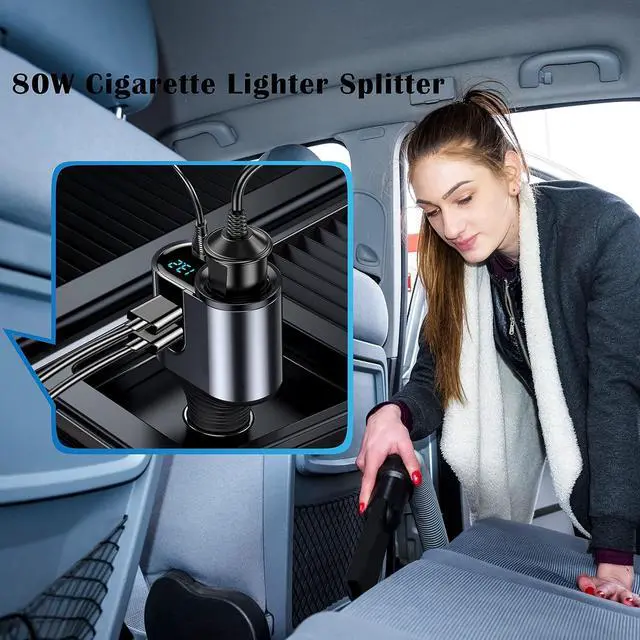 Alt view image 4 of 7 - USB C Fast Car Charger, 12V/24V Cigarette Lighter Socket Splitter