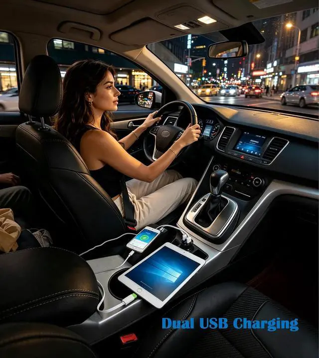 Alt view image 2 of 7 - 2 USB Car Charger,12V/24V Voltage Meter, Black