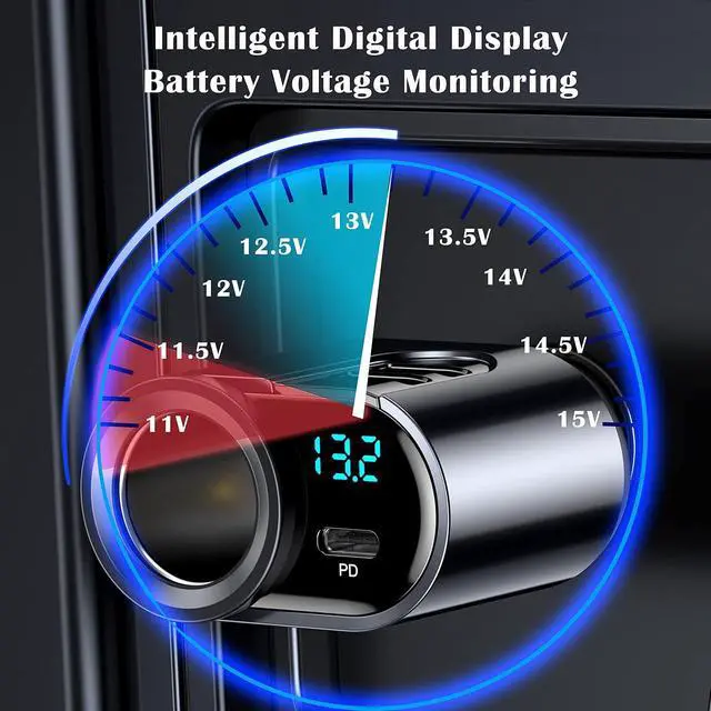 Alt view image 5 of 7 - USB C Fast Car Charger, 12V/24V Cigarette Lighter Socket Splitter