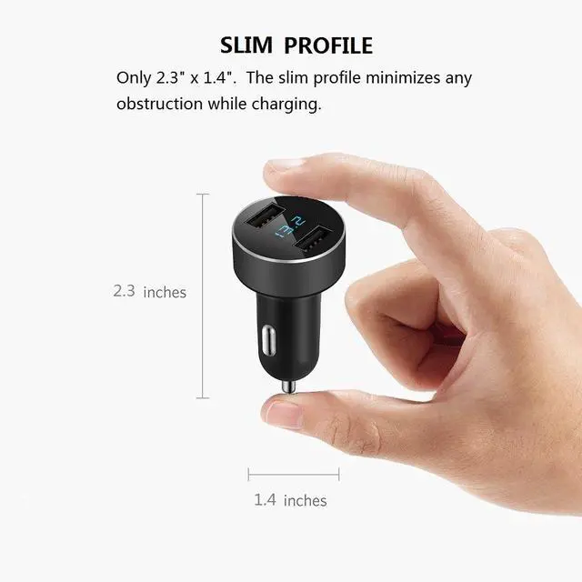 Alt view image 7 of 7 - 2 USB Car Charger,12V/24V Voltage Meter, Black