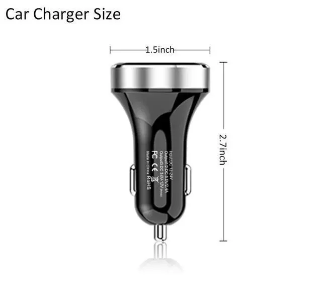 Alt view image 6 of 7 - 3 USB Car Charger,12V/24V Voltage Meter, Silver