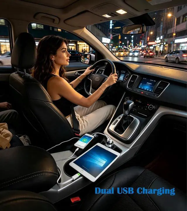 Alt view image 2 of 7 - 2 USB Car Charger,12V/24V Voltage Meter, Silver