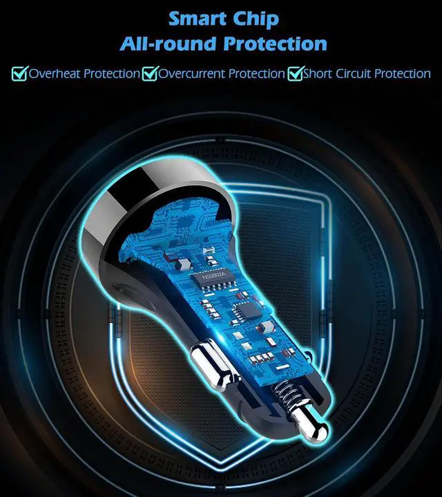 Alt view image 4 of 7 - 2 USB Car Charger,12V/24V Voltage Meter, Silver
