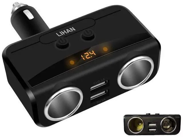 Main image of 2 Socket Cigarette Lighter Adapter,fit Cigarette Butt,2 USB