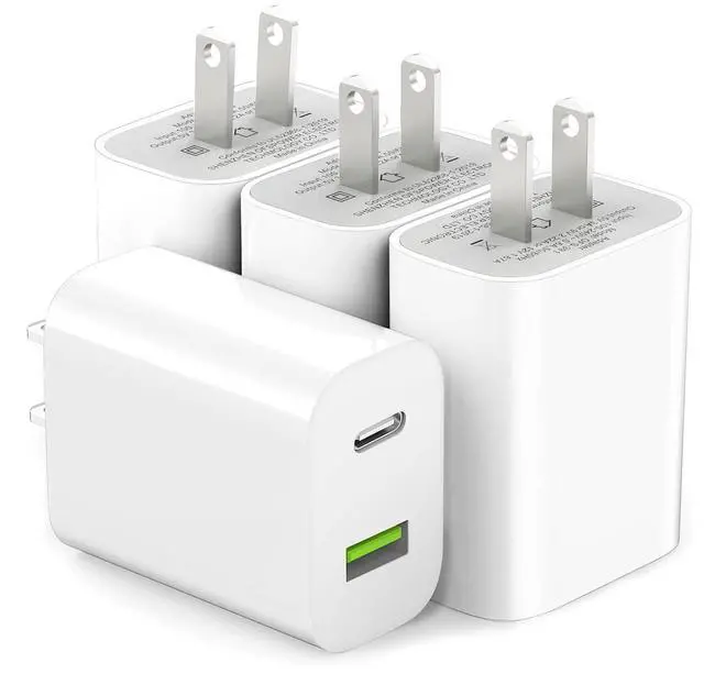 Main image of 4 Pack USB C Charger Block, Dual Port Type C Wall Charger Fast Charging 20W Power Adapter Cube for iPhone 14/14 Pro/14 Pro Max/14 Plus/13/12/11, XS/XR/X, iPad, Samsung, More