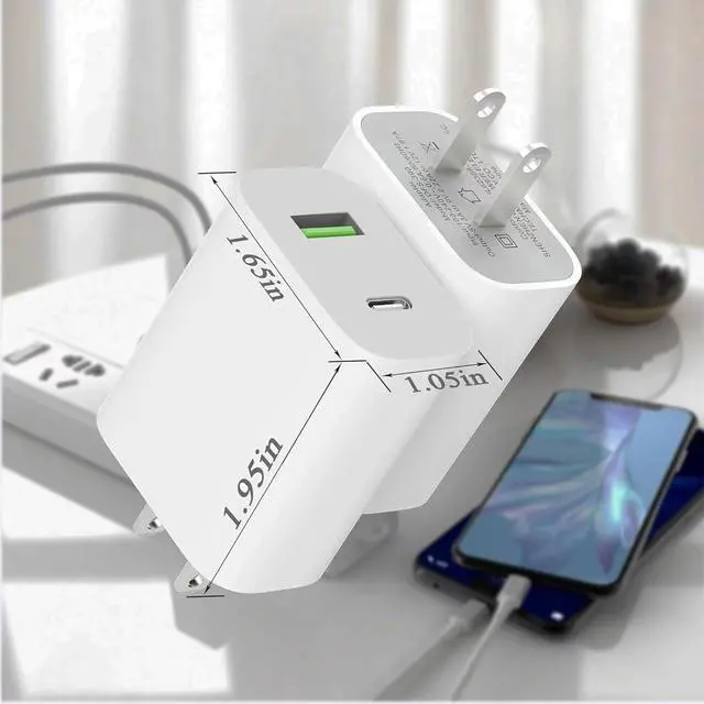 Alt view image 6 of 7 - 3 Pack USB C Charger Block, Dual Port Type C Wall Charger Fast Charging 20W Power Adapter Cube for iPhone 14/14 Pro/14 Pro Max/14 Plus/13/12/11, XS/XR/X, iPad, Samsung, More