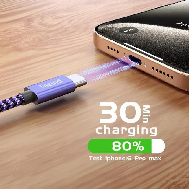 Alt view image 7 of 7 - USB C Cable 5-Pack (2×6FT, 3×3FT), 60W PD Fast Charging USB-C to USB-C Cable, Compatible with iPhone 17/17 Pro, MacBook, iPad, Samsung Galaxy S25, for Home & Travel
