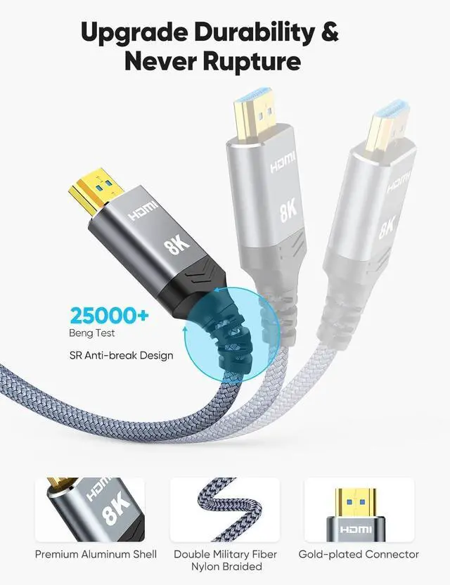 Alt view image 5 of 7 - Long 8K Fiber Optic HDMI Cable 49FT, 2.1 Unidirectional 48Gbps