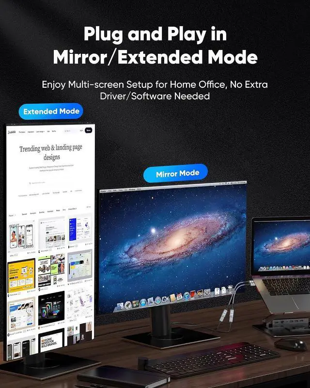 Alt view image 6 of 7 - 4K DisplayPort to HDMI Adapter 2 Pack, Uni-Directional DP to HDMI