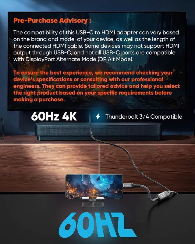 Alt view image 3 of 7 - USB C to HDMI Adapter for Home Office (4K@60Hz) for Laptop