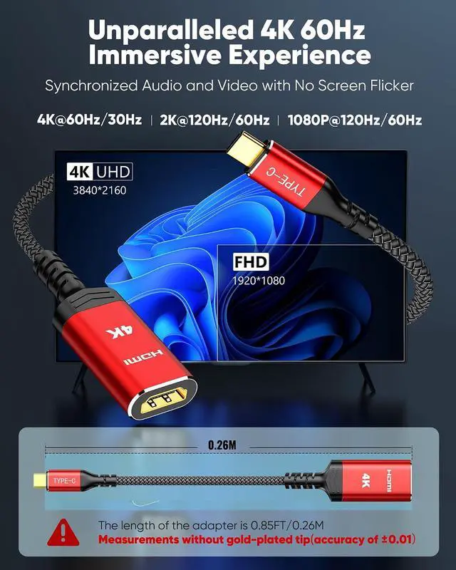 Alt view image 4 of 7 - USB C to HDMI Adapter for Home Office (4K@60Hz) for Laptop