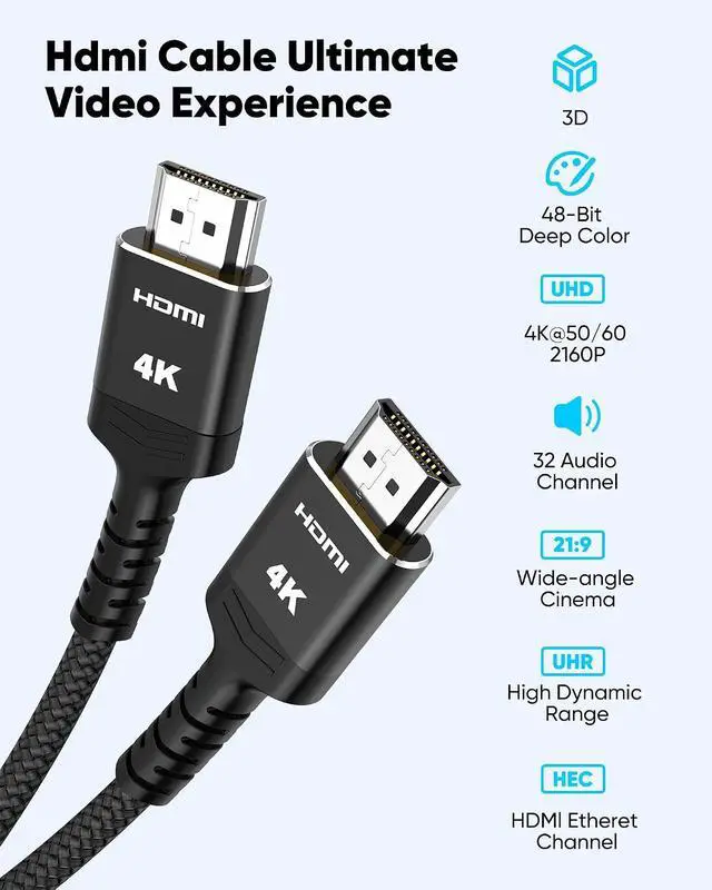 Alt view image 5 of 7 - 20FT 4K HDR HDMI Cable High Speed HDMI 2.0 Cables