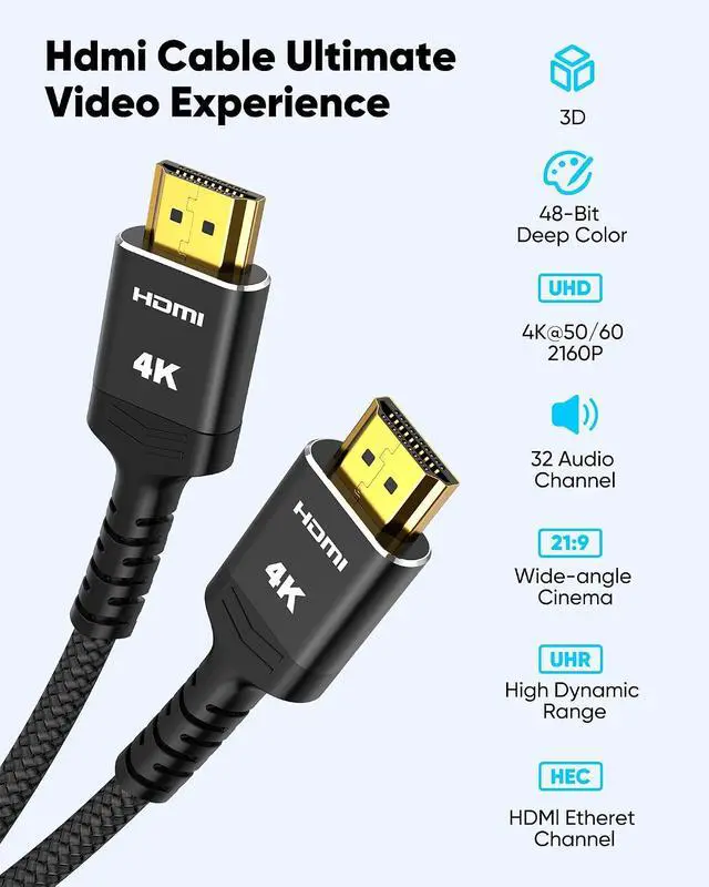 Alt view image 5 of 7 - Long HDMI Cable 30FT 4K HDR High Speed HDMI 2.0 Cables