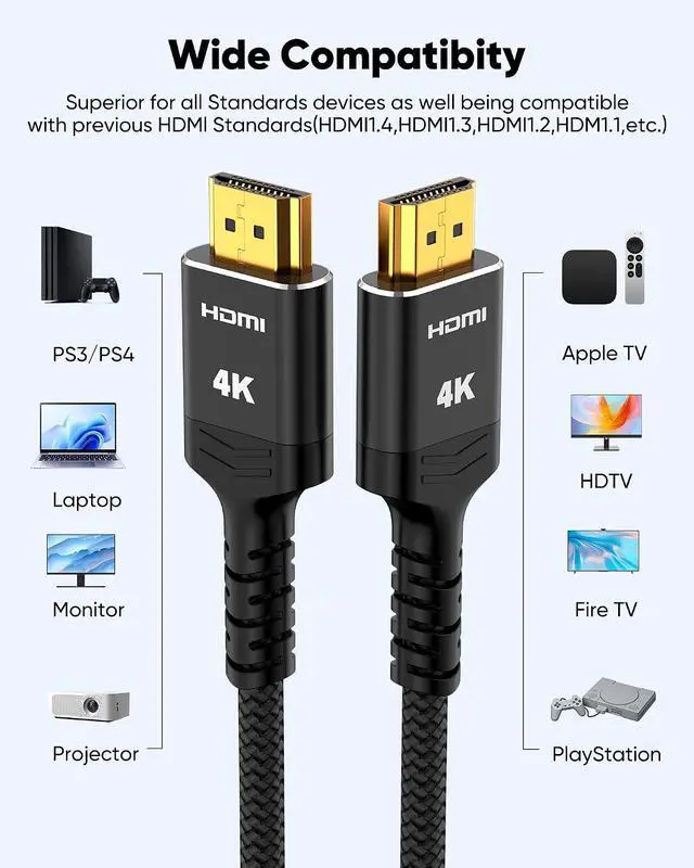 Alt view image 7 of 7 - Long HDMI Cable 30FT 4K HDR High Speed HDMI 2.0 Cables