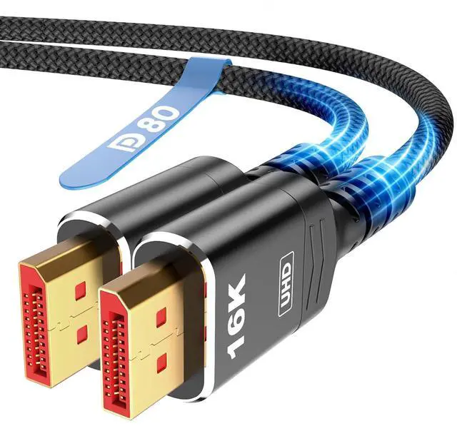 Main image of 80Gbps Displayport Cable 2.1 6.6FT, 16K@60Hz, 8K@120Hz, 4K@240Hz