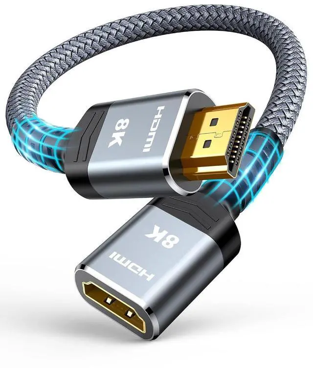 Main image of 8K 4K HDMI Extender, HDMI Extension Cable 2.1 4K@30Hz/ 60Hz/ 120Hz, Ultra high Speed HDMI Male to Female Adapter Compatible with Xbox PS5 PS4 Roku TV Stick Blu Ray Player HDTV Laptop PC 1FT