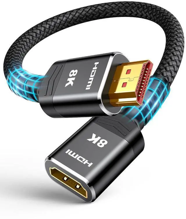 Main image of 8K 4K HDMI Extender Cable, Short Extension Cable 2.1 4K@30Hz/60Hz/120Hz, Ultra High Speed Adapter Male to Female Compatible With PS5 Roku Stick Blu Ray Player HDTV Laptop 1.5FT