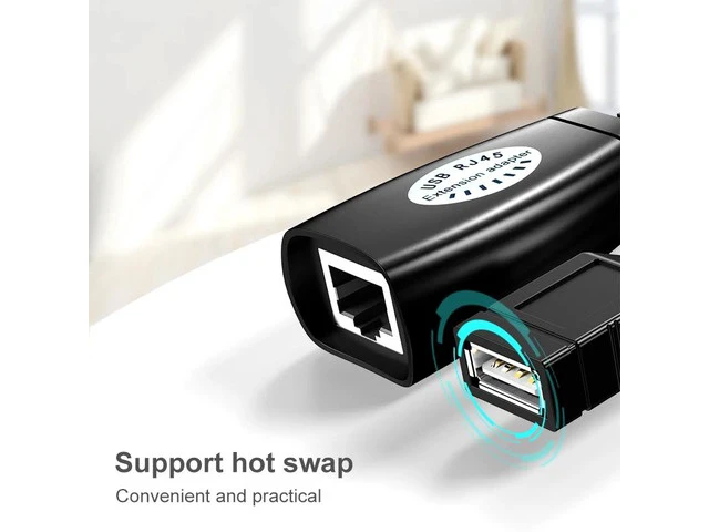 Alt view image 4 of 6 - 30M USB Extender Adapter USB male to Female Extender USB to Rj45 Extension over Cat5e Cat6 Support USB mouse keyboard for PC DVR