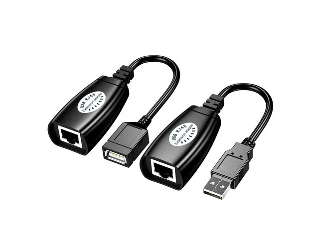 Alt view image 5 of 6 - 30M USB Extender Adapter USB male to Female Extender USB to Rj45 Extension over Cat5e Cat6 Support USB mouse keyboard for PC DVR