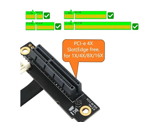 Alt view image 4 of 6 - PCIE Riser Cable 270 Degree M2 NGFF Key A-E To PCI-E 4X Adapter Converter 4P FDD Power Connector Riser for PCI-E Tester Extender