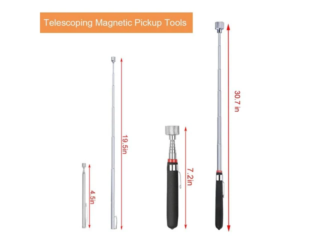 Alt view image 4 of 5 - 3 Pack Telescoping Magnet Pick-up Tool Set - Retrieving Telescoping Magnet Pickup ToolsExtendable Magnetic Pick Up ToolsBendable Spring Magnet Stick