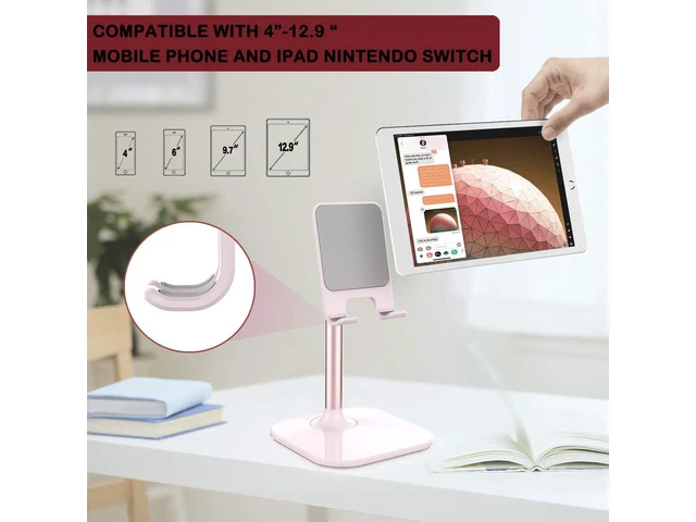 Alt view image 2 of 7 - Cell Phone Stand Phone Stand for Desk Phone Holder Stand Compatible with iPhone and All Mobile Phones Tablet Christmas Stocking Stuffers Gifts for Adults Women Men Mom Wife Pink